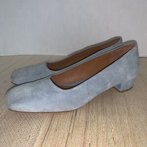 BY FAR “Romy” Blue Suede Square Toe Heel Office Classic Women’s 7 EU 37 Handmade